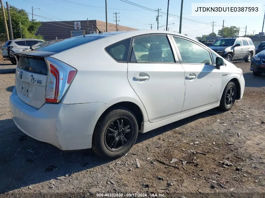 2014 Toyota Prius VIN: JTDKN3DU1E0387593 Lot: 40332830