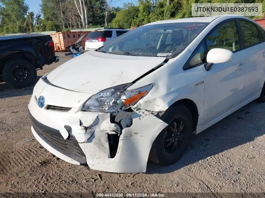 2014 Toyota Prius VIN: JTDKN3DU1E0387593 Lot: 40332830