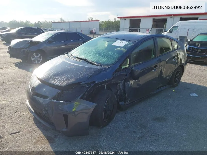 2014 Toyota Prius Two VIN: JTDKN3DU0E0362992 Lot: 40347957