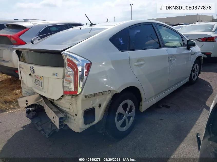 2014 Toyota Prius Three VIN: JTDKN3DU0E0377878 Lot: 40349276