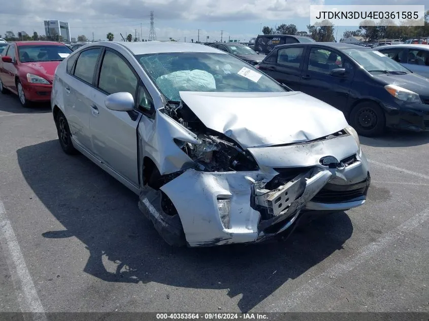 JTDKN3DU4E0361585 2014 Toyota Prius Three