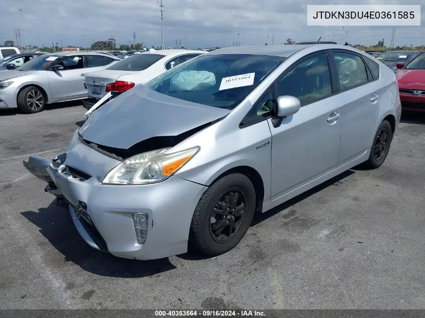 JTDKN3DU4E0361585 2014 Toyota Prius Three