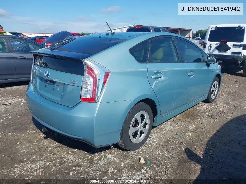 JTDKN3DU0E1841942 2014 Toyota Prius Two