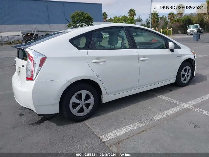 JTDKN3DU3E0392634 2014 Toyota Prius Four