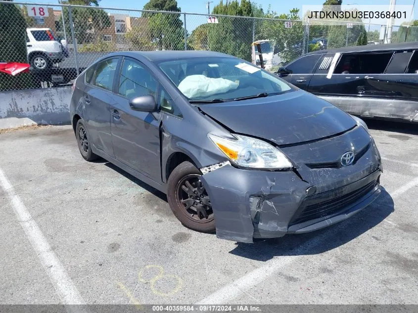 2014 Toyota Prius Two VIN: JTDKN3DU3E0368401 Lot: 40359584