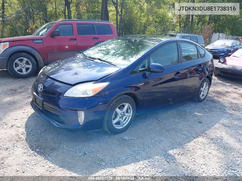 2014 Toyota Prius Four VIN: JTDKN3DU8E1738316 Lot: 40387725