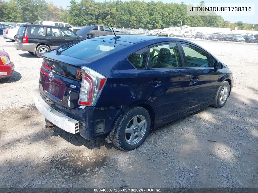 2014 Toyota Prius Four VIN: JTDKN3DU8E1738316 Lot: 40387725