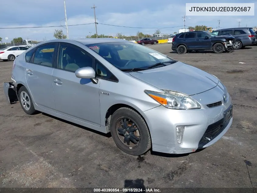 2014 Toyota Prius Two VIN: JTDKN3DU2E0392687 Lot: 40390854