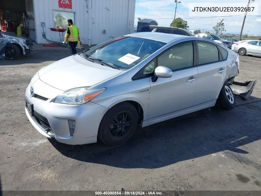 2014 Toyota Prius Two VIN: JTDKN3DU2E0392687 Lot: 40390854