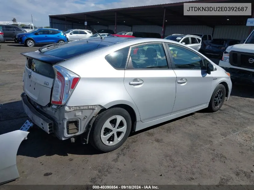 2014 Toyota Prius Two VIN: JTDKN3DU2E0392687 Lot: 40390854