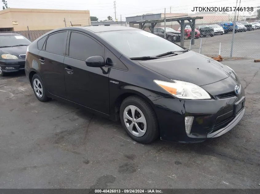 2014 Toyota Prius Four VIN: JTDKN3DU6E1746138 Lot: 40426013