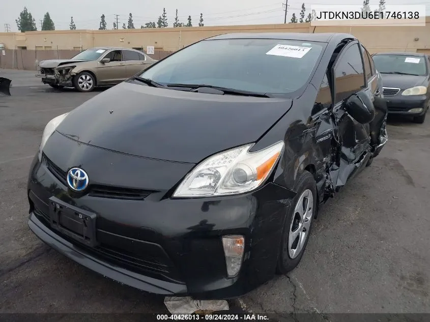 2014 Toyota Prius Four VIN: JTDKN3DU6E1746138 Lot: 40426013