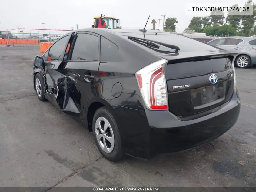 2014 Toyota Prius Four VIN: JTDKN3DU6E1746138 Lot: 40426013