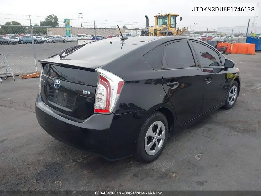 2014 Toyota Prius Four VIN: JTDKN3DU6E1746138 Lot: 40426013