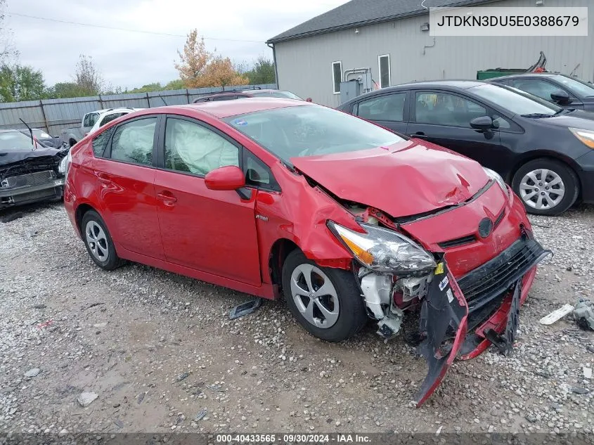 2014 Toyota Prius VIN: JTDKN3DU5E0388679 Lot: 40433565