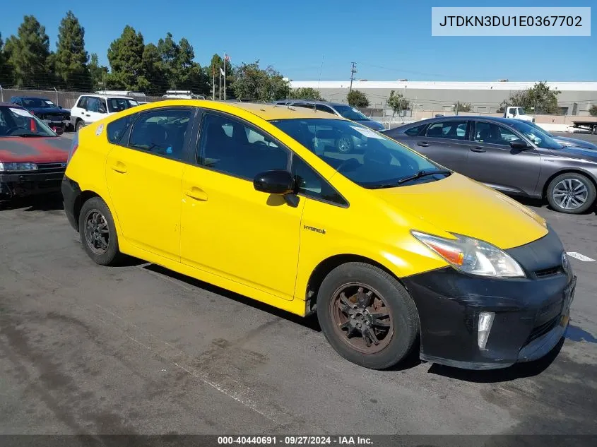 2014 Toyota Prius Two VIN: JTDKN3DU1E0367702 Lot: 40440691