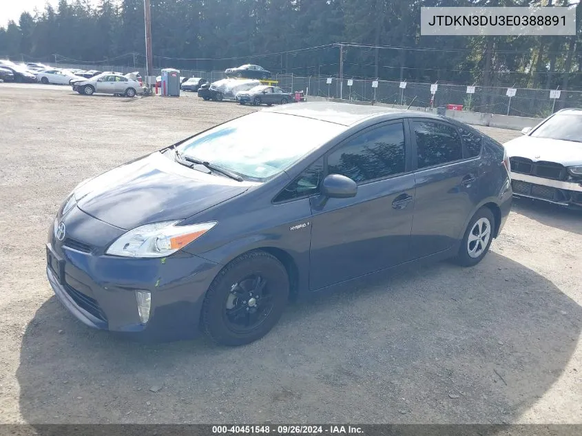 JTDKN3DU3E0388891 2014 Toyota Prius Three