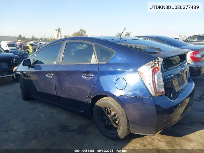 2014 Toyota Prius Two VIN: JTDKN3DU0E0377489 Lot: 40456865