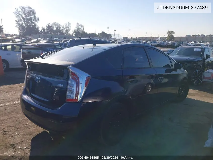 2014 Toyota Prius Two VIN: JTDKN3DU0E0377489 Lot: 40456865