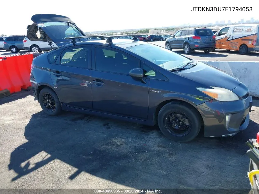 2014 Toyota Prius Three VIN: JTDKN3DU7E1794053 Lot: 40456935