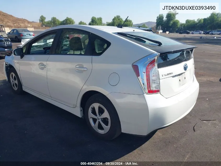 2014 Toyota Prius Three VIN: JTDKN3DUXE0393490 Lot: 40463204