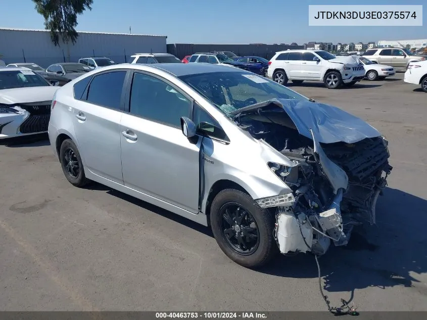 2014 Toyota Prius VIN: JTDKN3DU3E0375574 Lot: 40463753