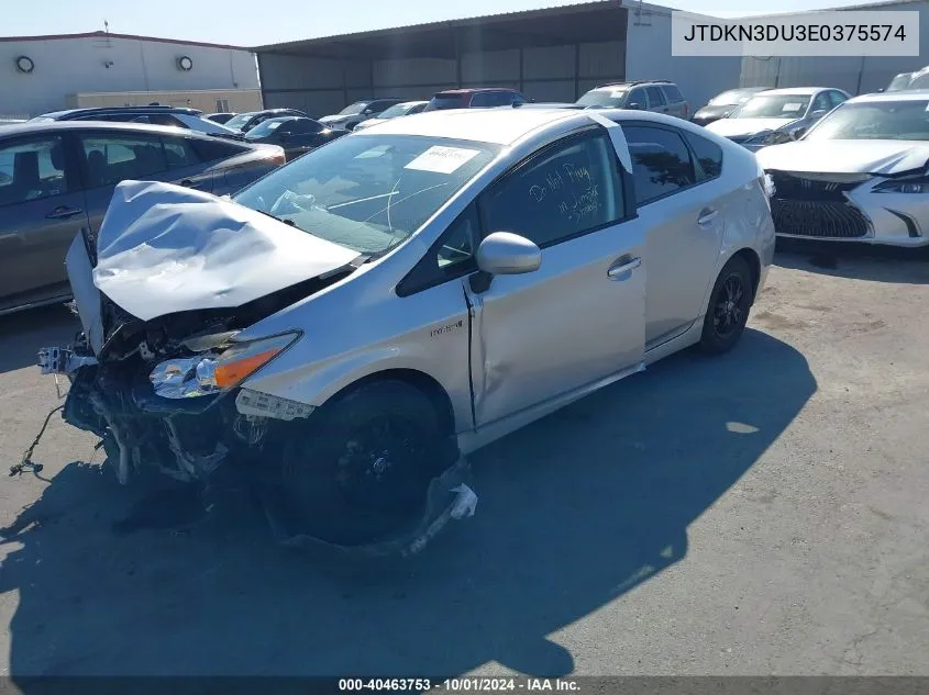 2014 Toyota Prius VIN: JTDKN3DU3E0375574 Lot: 40463753