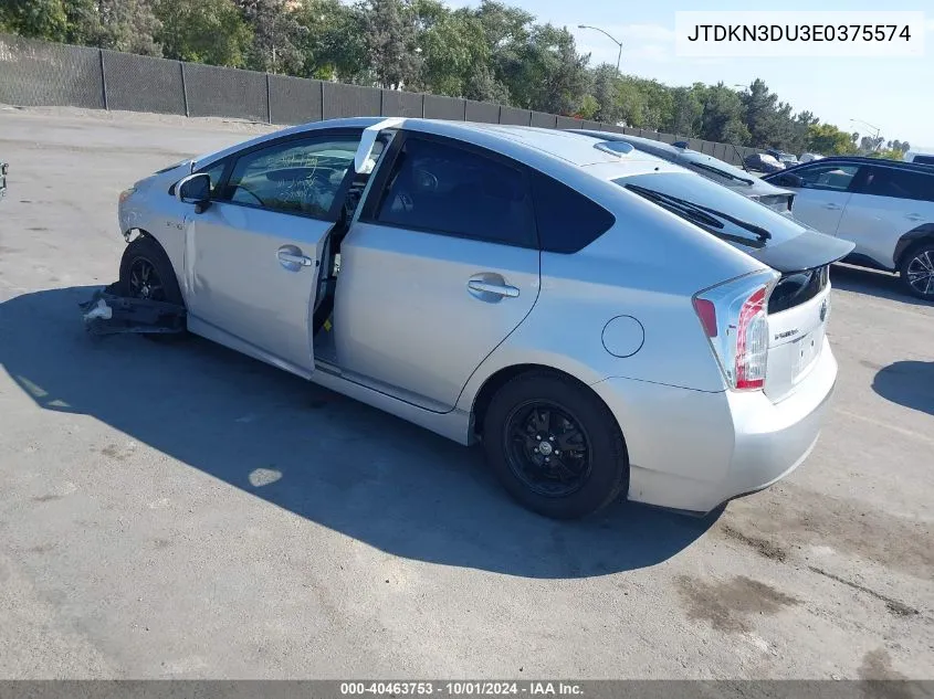 2014 Toyota Prius VIN: JTDKN3DU3E0375574 Lot: 40463753