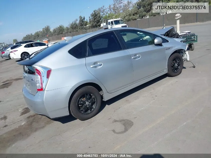 2014 Toyota Prius VIN: JTDKN3DU3E0375574 Lot: 40463753