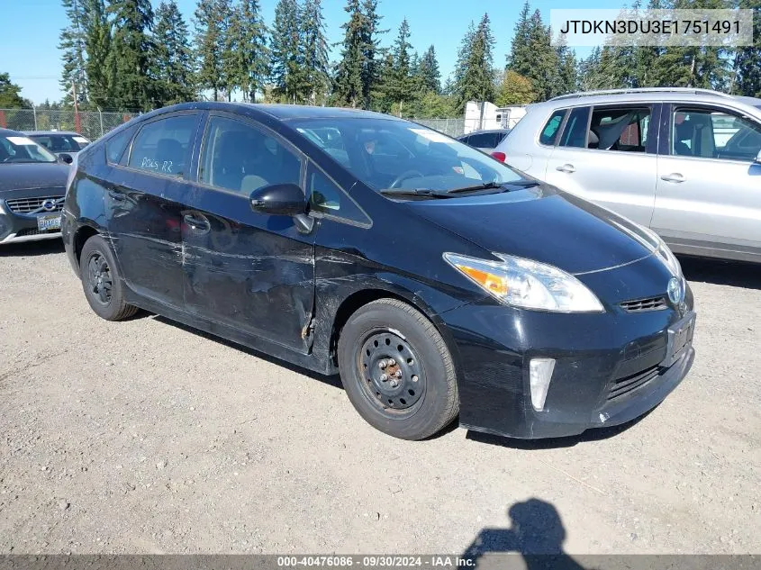 2014 Toyota Prius VIN: JTDKN3DU3E1751491 Lot: 40476086