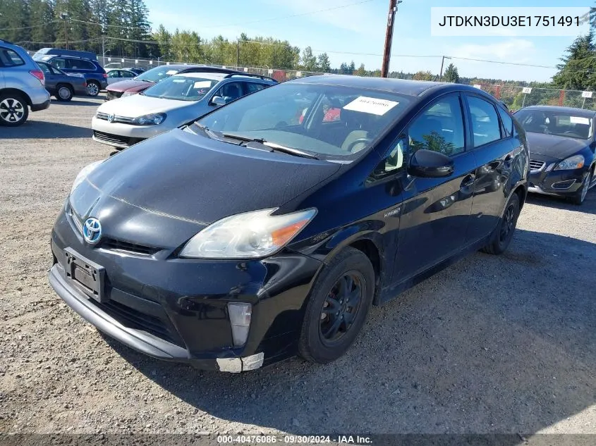 2014 Toyota Prius VIN: JTDKN3DU3E1751491 Lot: 40476086