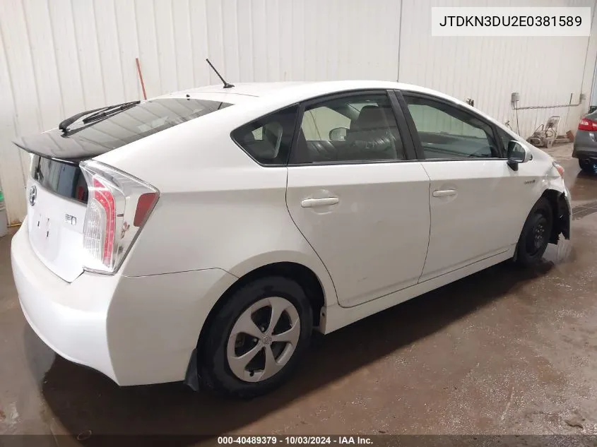 2014 Toyota Prius VIN: JTDKN3DU2E0381589 Lot: 40489379