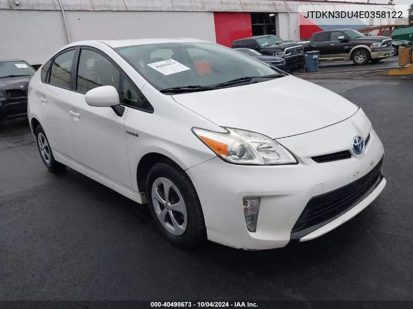 2014 Toyota Prius Two VIN: JTDKN3DU4E0358122 Lot: 40498673