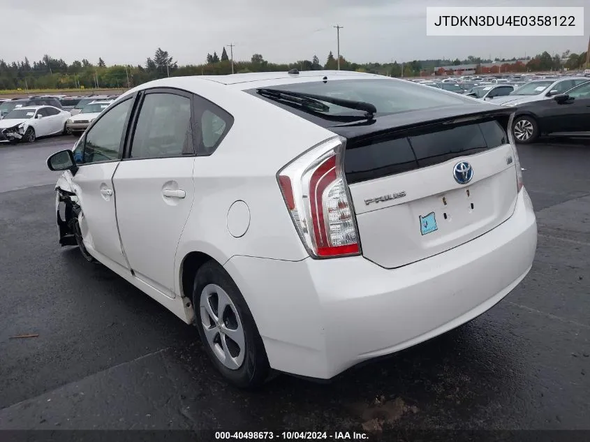 2014 Toyota Prius Two VIN: JTDKN3DU4E0358122 Lot: 40498673