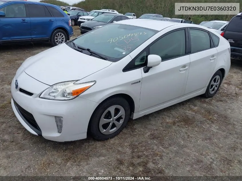 2014 Toyota Prius Three VIN: JTDKN3DU7E0360320 Lot: 40504573