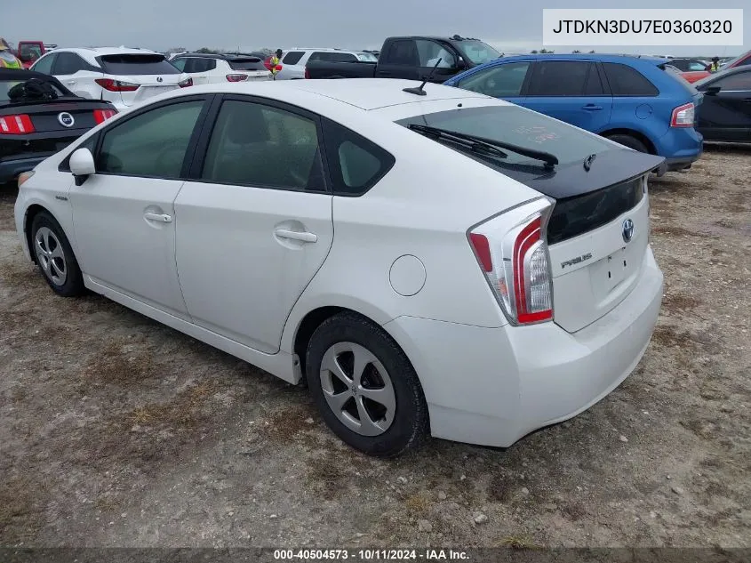 2014 Toyota Prius Three VIN: JTDKN3DU7E0360320 Lot: 40504573