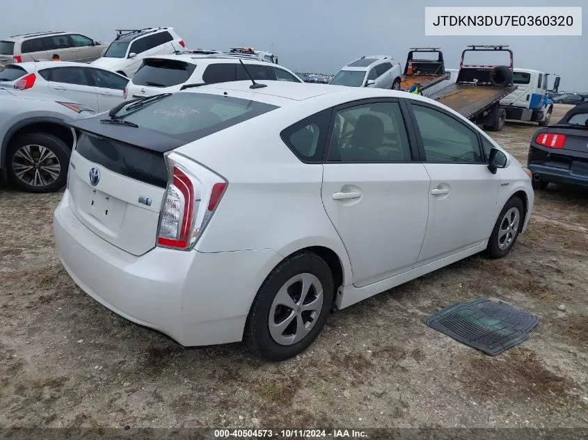 2014 Toyota Prius Three VIN: JTDKN3DU7E0360320 Lot: 40504573