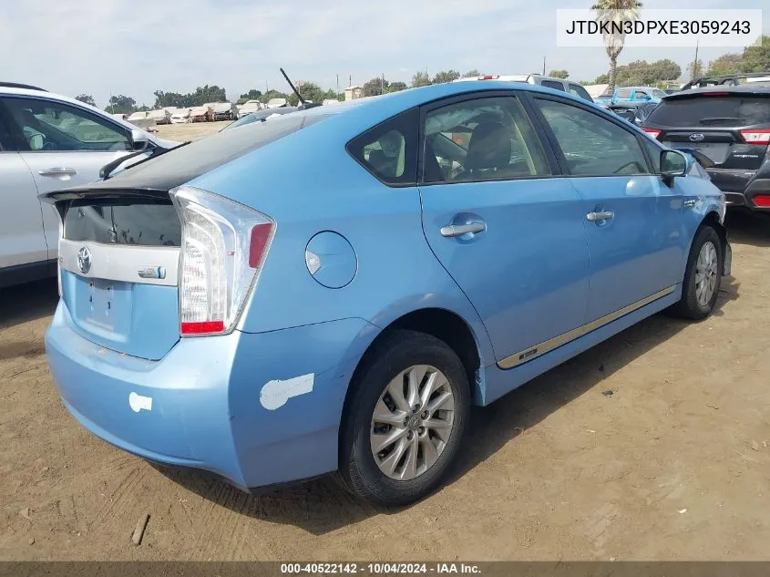 2014 Toyota Prius Plug-In VIN: JTDKN3DPXE3059243 Lot: 40522142