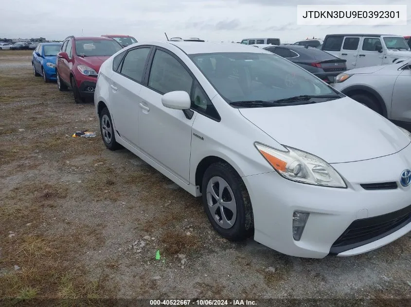 2014 Toyota Prius Two VIN: JTDKN3DU9E0392301 Lot: 40522667