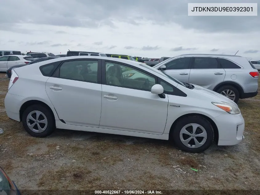 2014 Toyota Prius Two VIN: JTDKN3DU9E0392301 Lot: 40522667