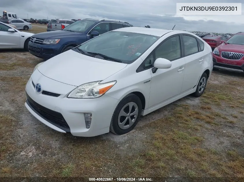 2014 Toyota Prius Two VIN: JTDKN3DU9E0392301 Lot: 40522667