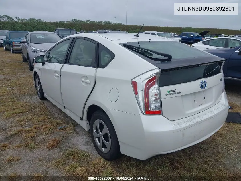 2014 Toyota Prius Two VIN: JTDKN3DU9E0392301 Lot: 40522667