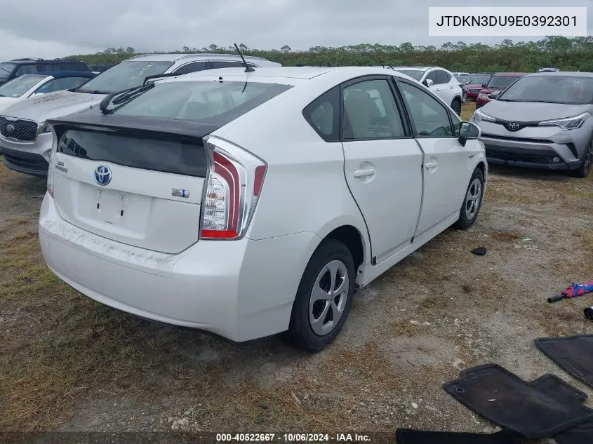 2014 Toyota Prius Two VIN: JTDKN3DU9E0392301 Lot: 40522667