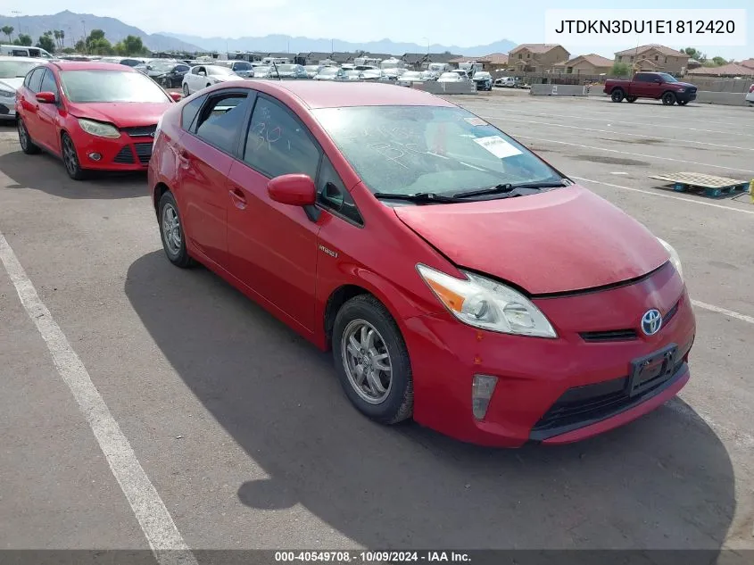 2014 Toyota Prius Four VIN: JTDKN3DU1E1812420 Lot: 40549708