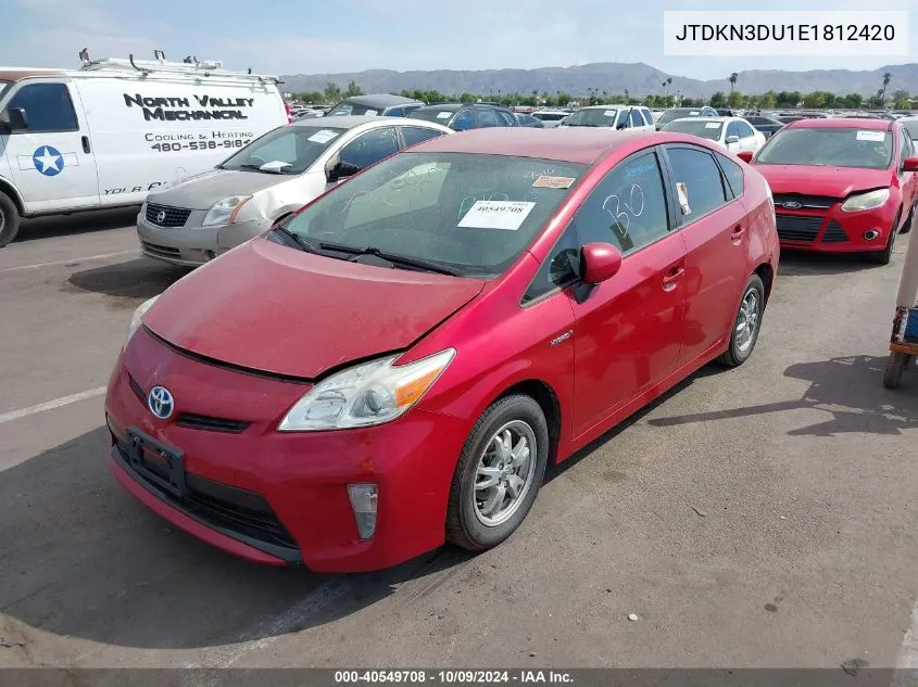 2014 Toyota Prius Four VIN: JTDKN3DU1E1812420 Lot: 40549708