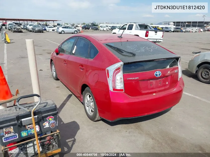 2014 Toyota Prius Four VIN: JTDKN3DU1E1812420 Lot: 40549708