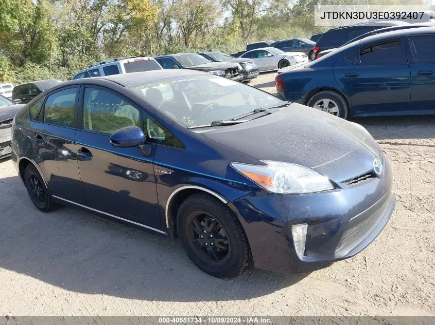 2014 Toyota Prius Two VIN: JTDKN3DU3E0392407 Lot: 40551734