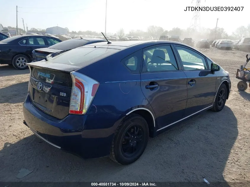 2014 Toyota Prius Two VIN: JTDKN3DU3E0392407 Lot: 40551734