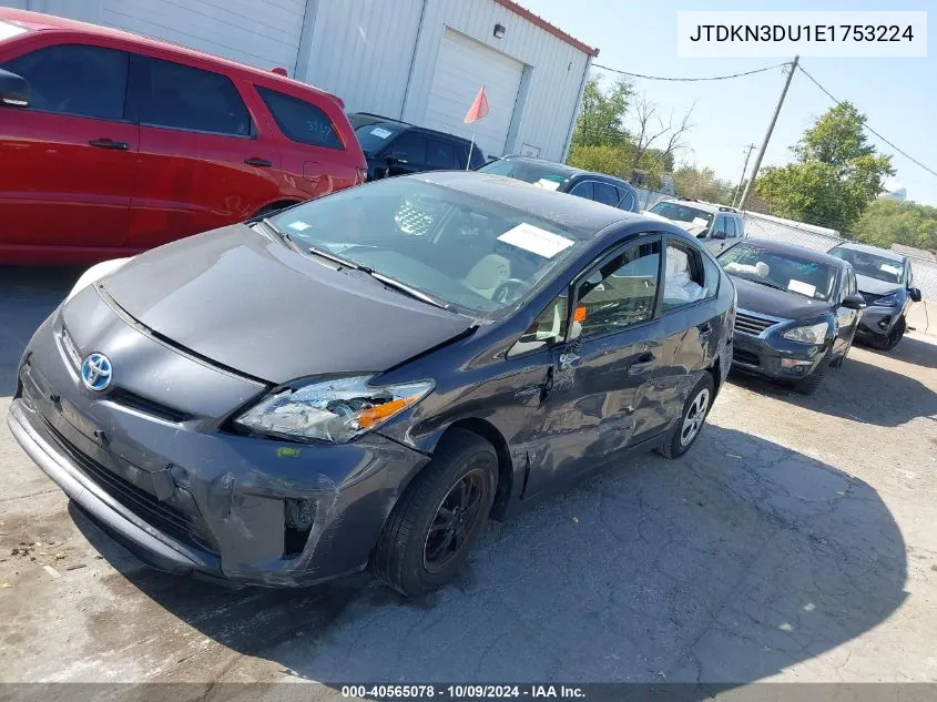 2014 Toyota Prius VIN: JTDKN3DU1E1753224 Lot: 40565078