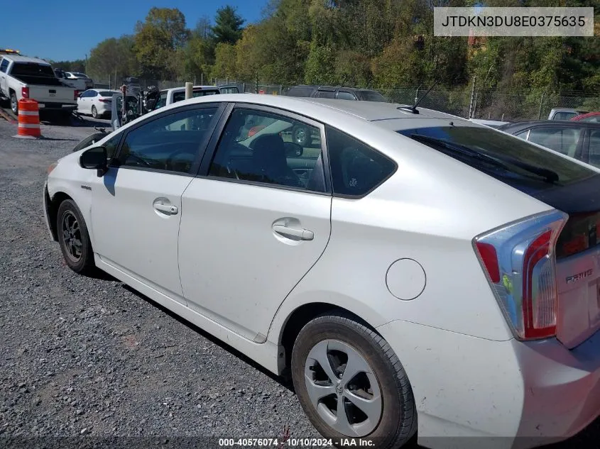 2014 Toyota Prius Four VIN: JTDKN3DU8E0375635 Lot: 40576074